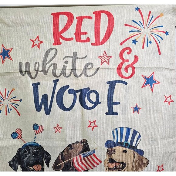 Red White & Woof House Flag 28x40 Patriotic Labradors 4th of July Dog Decor Labs - Picture 3 of 8